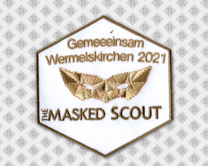 Gestickter Patch Aufnäher mit gesticktem Rand Pfadfinder Maske Scout