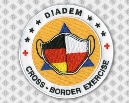 Runder gestickter Patch Aufnäher mit Stickrand Maske Flaggen Rettungsdienst