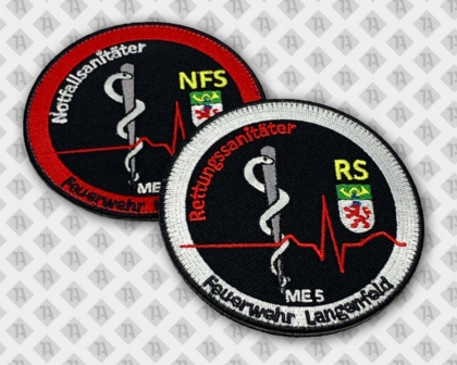 Runder Patch Aufnäher gestickt mit Kettelrand Sanitäter bunt Rettungsdienst
