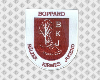 Gestickter Patch Aufnäher Badge Abzeichen in Wappenform mit Stickrand Boppard Jugend Vereine