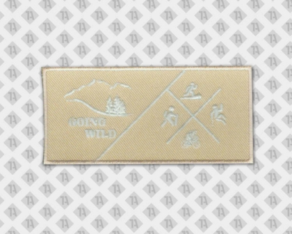 Aufnäher Patch Badge Abzeichen gestickt mit Stickrand rechteckig Going Wild weiß Vereine