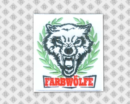 Gestickter Aufnäher Patch Abzeichen Badge mit gesticktem Rand Farbwölfe Wölfe Vereine