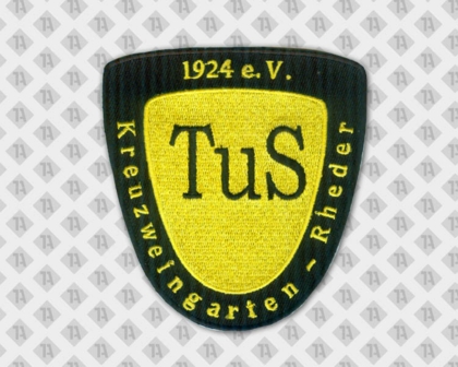 Gestickter Patch Aufnäher Abzeichen Badge mit Stickrand schwarz gelb Vereine