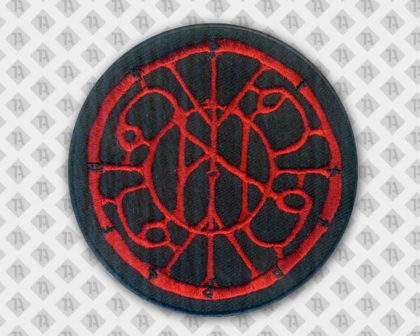 Runder gestickter Patch Aufnäher Abzeichen Badge mit gesticktem Rand rot schwarz Vereine