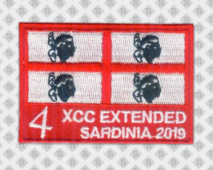 Gestickter Aufnäher Patch Abzeichen Badge rechteckig Stickrand 4 Team Sardinia Sardinien Vereine