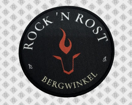 Runder Patch Aufnäher Abzeichen Badge gewebt mit Kettelrand Rock n Rost BBQ Barbeque Gastro Grillen Bergwinkel