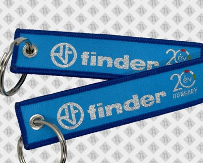 Gewebter Schlüsselanhänger Kettelrand metallic silber finder Firmen