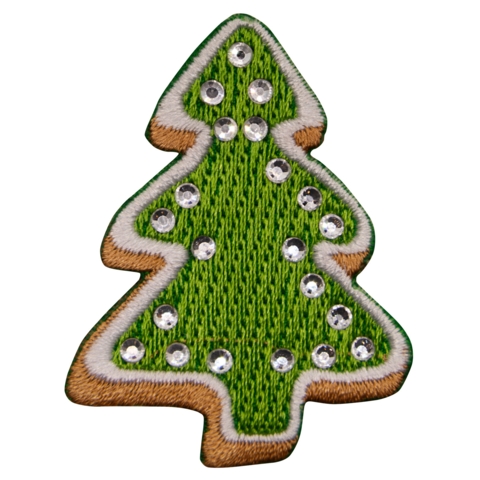 Aufnäher / Patch, gestickt, Weihnachtsbaum, mit Strasssteinen - Bild 1