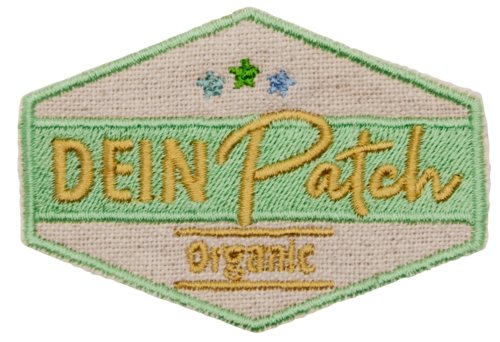 Beispielaufnäher/Veredelung, gestickt, Bio/Organic, DEIN PATCH - Bild 1