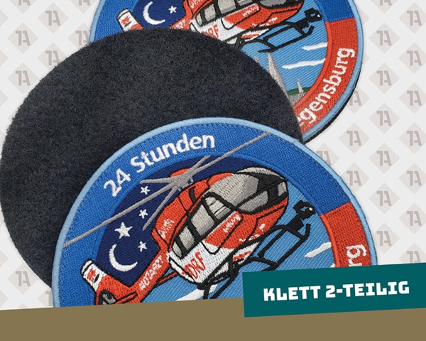 Runder gewebter Patch Aufnäher mit Kettelrand und Klett Luftrettung Rettungsdienst