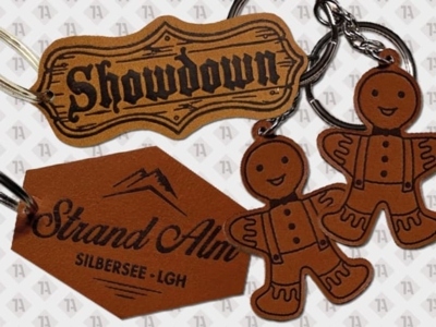 Schlüsselanhänger aus Leder mit Lasergravur in individuellen Formen und Logos