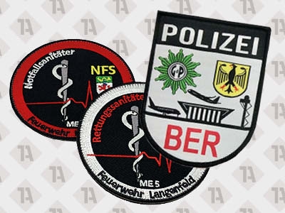 1A Aufnäher Patch für Rettungsdienste gestickt gewebt gedruckt PVC mit Klett Kettelrand