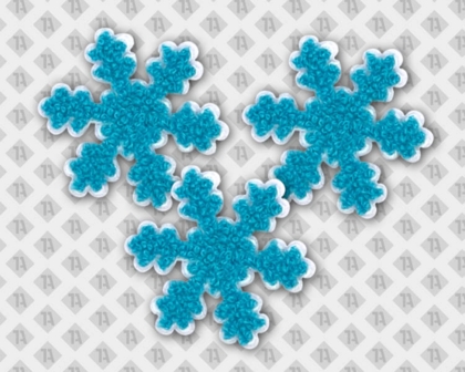 Patch Aufnäher Chenille Kontur blau weiß Schneeflocke Allgemein