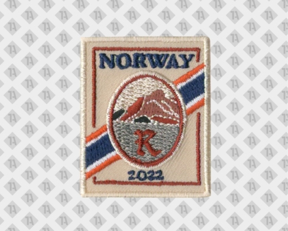 Eckiger Patch Aufnäher gestickt mit gesticktem Rand Norway 2022 Backpacker Abzeichen Badge