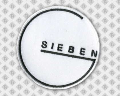 Runder gestickter Aufnäher Patch Stickrand schwarz weiß Firmen