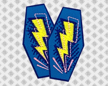 Konturgeschnittener Patch Aufnäher gestickt mit gesticktem Rand blau Gastro