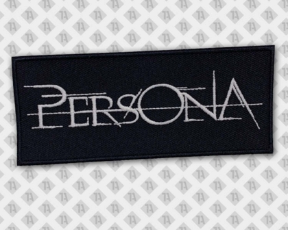 Runder Patch Aufnäher Abzeichen Badge gestickt mit gesticktem Rand schwarz weiß Persona Vereine