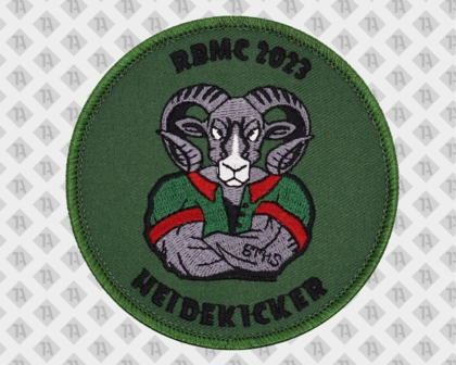 Runder Patch Aufnäher Abzeichen Badge gestickt mit Kettelrand grün Heidekicker Vereine