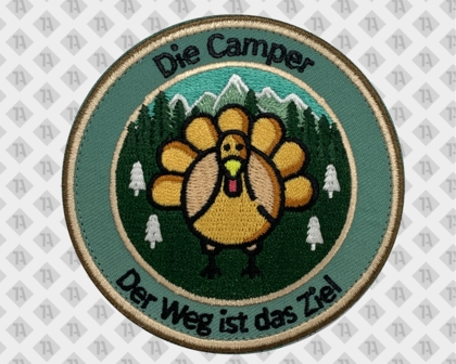 Runder Patch Aufnäher Abzeichen Badge gestickt mit gesticktem Rand Die Camper Vereine