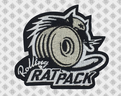 Konturgeschnittener Aufnäher Patch gestickt mit gesticktem Rand Rat Pack Vereine