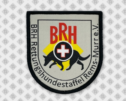 Konturgeschnittener Patch Aufnäher gewebt mit Kettelrand BRH Hundestaffel Hundesport