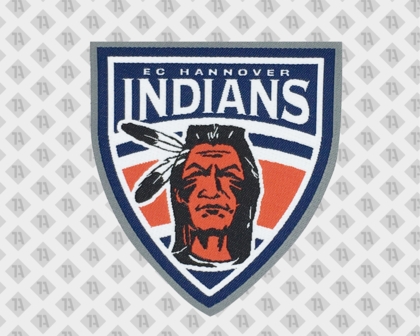 Konturgeschnittener Patch Aufnäher Abzeichen Badge gewebt mit Laserschnitt Hannover Indians Vereine