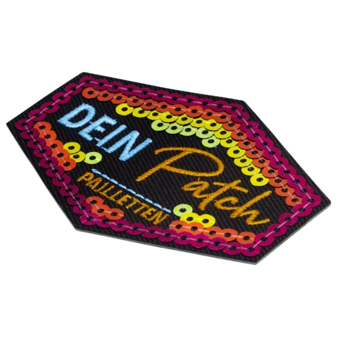 Beispielaufnäher/Veredelung, gestickt mit Pailletten, DEIN PATCH, 70x50 mm - Bild 3