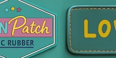 Bunte PVC Rubber und Leder Patches mit Logo Aufschrift und „LOVE“