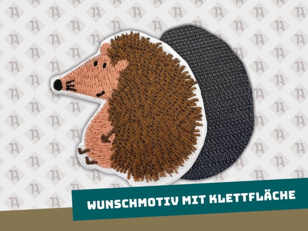 Patch Aufnäher gestickt im Konturschnitt mit Klett Wunschmotiv