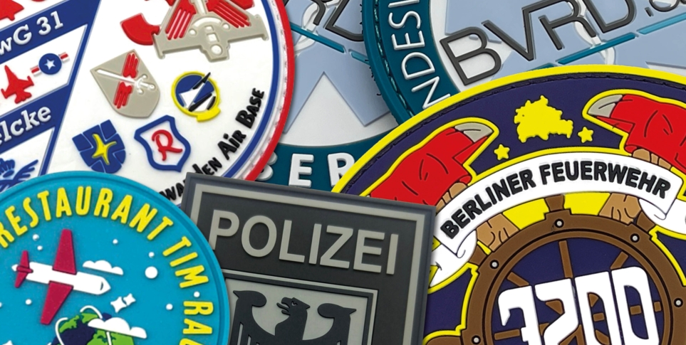 1A Patch Aufnäher individuelle Formen und Farben aus PVC Weichgummi und 3D
