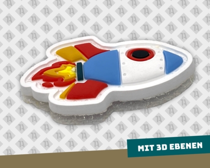 PVC Rubber Patch 3D Aufnäher Kontur Rakete 3D bunt Allgemein