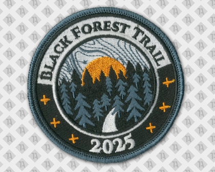 Patch gestickt mit Kettelrand Black Forest Bäume Sonne