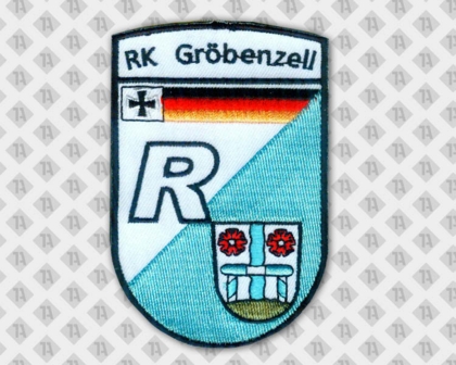 Aufnäher Patch gestickt in Wappenform gestickter Rand weiß türkis Bundeswehr