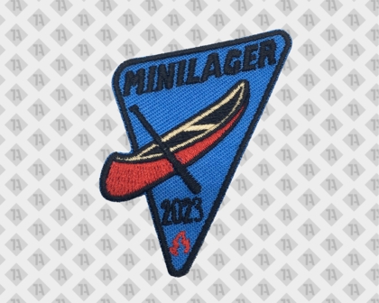 Konturgeschnittener Aufnäher Patch gestickt mit gesticktem Rand Minilager Boot Pfadfinder