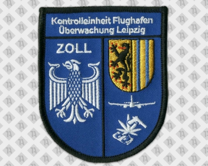Gestickter Patch Aufnäher mit Kettelrand in Wappenform Adler Zoll Flugzeug Polizei