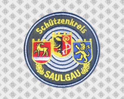 Patch Aufnäher gestickt mit gesticktem Rand bunt Saulgau Schützenkreis Schützenverein