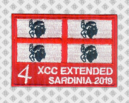 Gestickter Aufnäher Patch Abzeichen Badge rechteckig Stickrand 4 Team Sardinia Sardinien Vereine