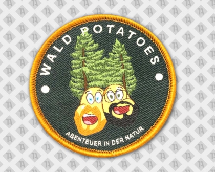 Gewebter runder Aufnäher Patch mit Kettelrand Wald Kartoffeln/Potatos Backpacker