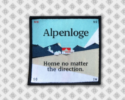 Patch Aufnäher gewebt mit Kettelrand Alpenloge Firma