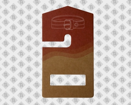 Ausgestanzter Hangtag / Anhänger mit Aufhänger, Aufdruck und Aussparung für z. B. einen Gürtel - Frontansicht