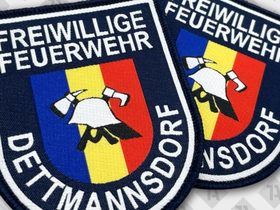 Patch Aufnäher gewebt mit Kettelrand Freiwillige Feuerwehr bunt Dettmannsdorf