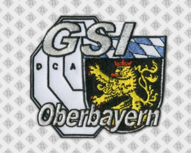 Konturgeschnittener Aufnäher Patch gestickt mit gesticktem Rand GSI Oberbayern Schützenverein