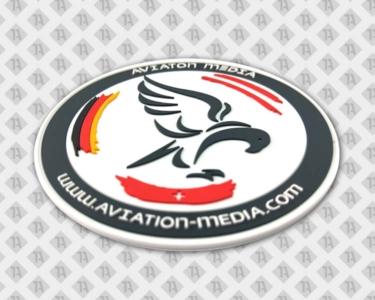 Patch Aufnäher rund PVC Rubber schwarz rot gold Aviation Firma