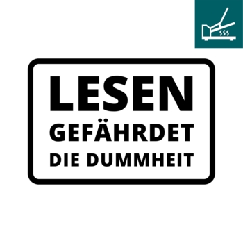 DTF / Textildruck / Bügelbild, Lesen gefährdet die Gesundheit, 150x99 mm, Schwarz, für Baumwolle - Bild 1