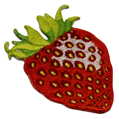Aufnäher / Patch, gestickt, Erdbeere, mit Sicherheitsnadel - Bild 2