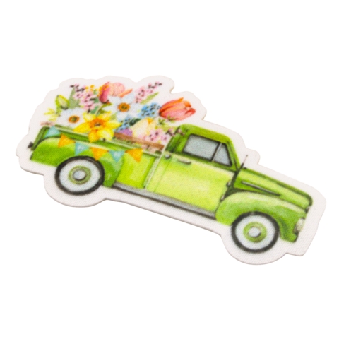 Aufnäher / Patch, gedruckt, Auto mit Blumen, zum aufbügeln - Bild 3