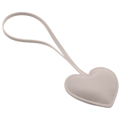 Schlüsselanhänger, Kunstleder, gepolstert, Herz, 18cm langes Band, Beige, 65x60 mm, mit Lasergravur - Bild 2