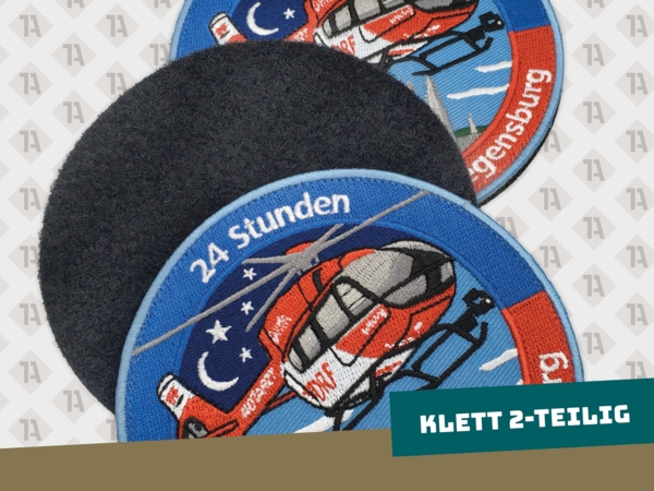 Runder gewebter Patch Aufnäher mit Kettelrand und Klett Luftrettung Rettungsdienst