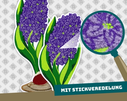 Patch Aufnäher Chenille Allgemein bunt lila grün braun Blume
