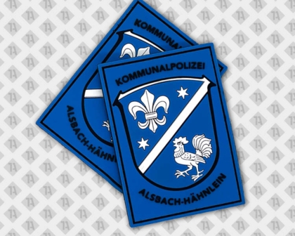 Rubber PVC Patch Aufnäher rechteckig blau weiß schwarz Polizei